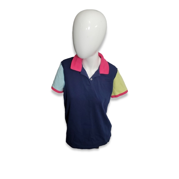 Lands End Vintage Womens Color Block Polo Shirt Size M - Picture 4 of 6